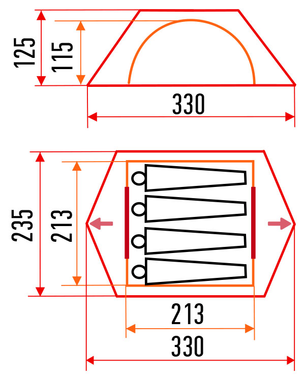 Палатка туристическая «ЛОТОС-4» дюраль